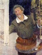 Ilya Yefimovich Repin Self-portrait at work Sweden oil painting artist